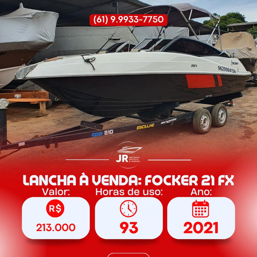 Lancha Focker 210 Fx 2021 Com 100hrs Estado De Zera