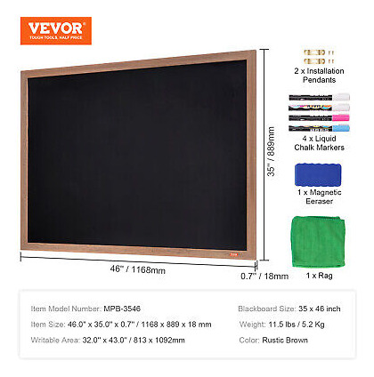 Vevor 35 X46 Rustic Wood Framed Chalkboard Wall Hanging Zzi