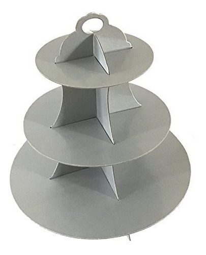 Bandeja - 3 Tier Light Grey Cupcake Stand Cardboard Wedding 