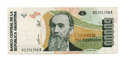 Billete Argentina 50000 Australes Bottero 2886 Serie A