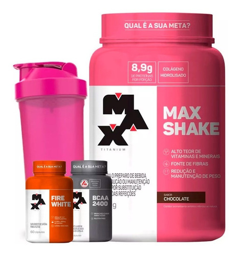 Kit  Max Shake + Bcaa + Ultimate Fire White - Max Titanium