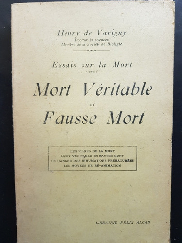 Mort Véritable Et Fausse Mort. Henry De Varigny. 50n 733