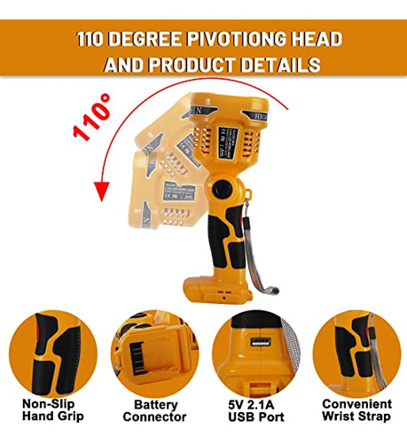 Lmpara Led Yex-bur 12w 1120lm 20v Max Con Batera Dewalt 20v