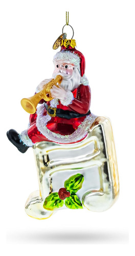 Musical Santa On Music Note Ornamento De Navidad De Vid...