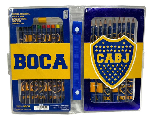 Set Útiles Boca Juniors Escolares Crayones Lapices Premium +