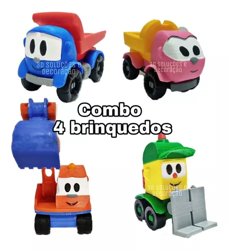 Combo Léo Caminhão Lifty Scoop E Léa - 4 Brinq Impressao 3d