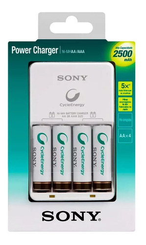 4 Pilhas Recarregáveis Aa - 2500mah Mais Carregador Sony