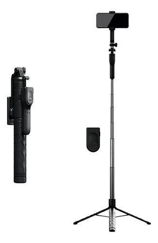 Tripé Pau De Selfie Com Controle Leve E Portátil Até 1.75cm Cor Preto
