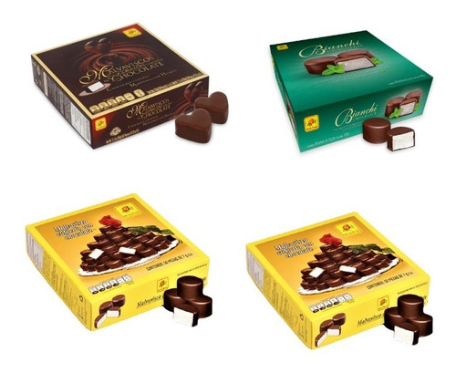 Combo Malvavisco Cubierto De Chocolate 4 Pack De 50 Pzas C/u