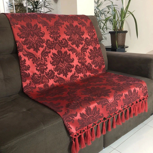 Manta Decorativa Jacquard Para Sofá 190x140cm Escolha Cor Vermelho Com Preto Desenho