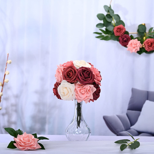 Rosas Falsas, Rosas De Color Borgoña, Flores De Meloco... | Cuotas sin interés Rosas Falsas, Rosas De Color Borgoña, Flores De Meloco... | Cuotas sin interés