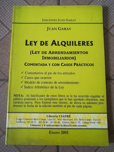 Libro Ley De Alquileres, Ley De Arrendamientos Inmobiliarios