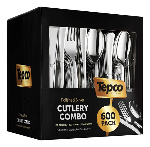 Set Cubiertos Plástico 600 Uds. Desechable 200 Tenedores
