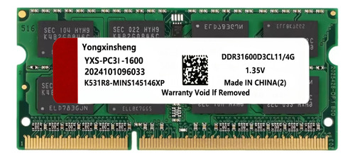 Memoria Ddr3l 4gb 1600 Mhz Ram Pc3 12800 Sodimm Nonecc 1.35v
