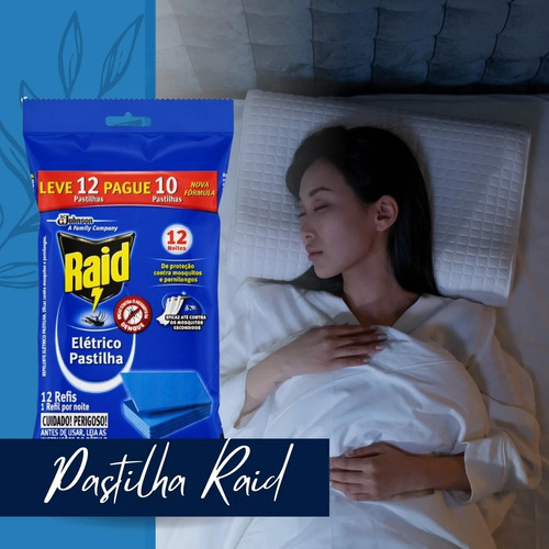 2 Unid. Refil Repelente Tomada Raid Pastilha 12 Un Original