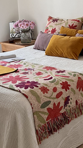 Pie De Cama Manta Chenille 180x60 Guadalajara Huitrú Coral Guadalajara