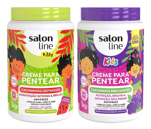 Kit Creme Para Pentear Salon Line Kids Melancia + Uva 1kg