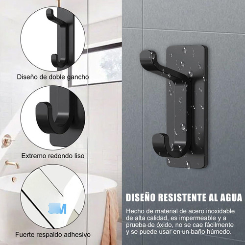 Perchero Pared 4 Pcs Ganchos Abrigos Acero Inoxidable Autoad
