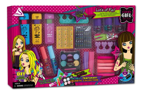 Set Decoración Uñas Para Niñas Con Tiza Para Cabello Labial