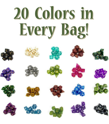 Wiz Dice Mini Dnd Juego De Dados - 140 Piezas En Total (20 J