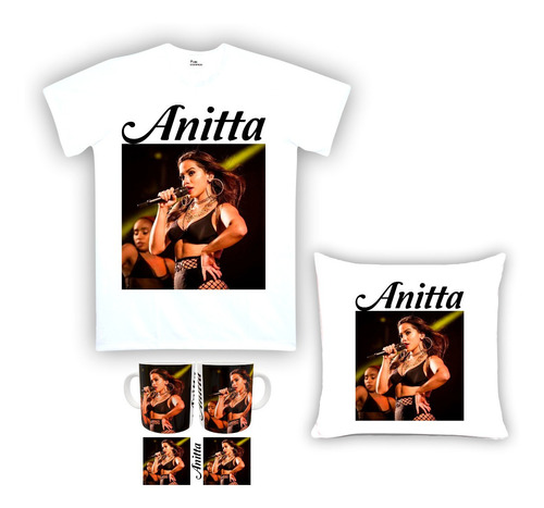 Imagem 1 de 1 de Kit Camiseta, Almofada E Caneca Anitta 03