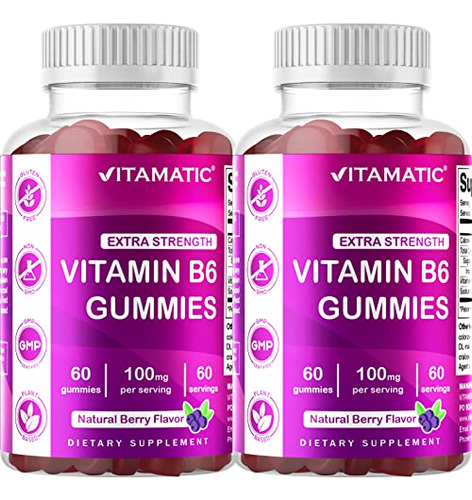 Vitamatic 2 Packs De Vitamina B6 100mg - Sabor A Baya 9vcbw