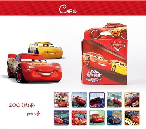Rollo De 200 Stickers De Cars, Pixar