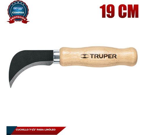 Cuchillo Curvo, Para Linóleo 8'', Truper 14462 Mango Madera