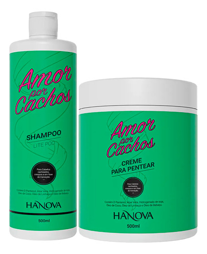 Kit Shampoo + Creme Concentrado Amor Por Cachos Hanova 500ml