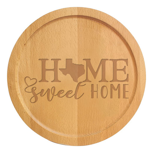 Sweet Home Texa State Grabado Lazy Susan Tocadisco Madera