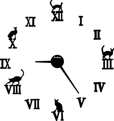 Reloj 3d Gatos Con Números Romanos De 60cm