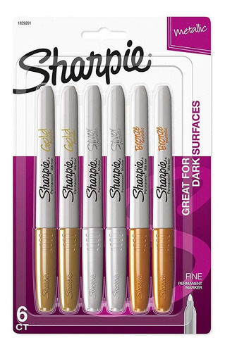 Marcadores Sharpie Dorado, Plateado Y Bronce Metalicos