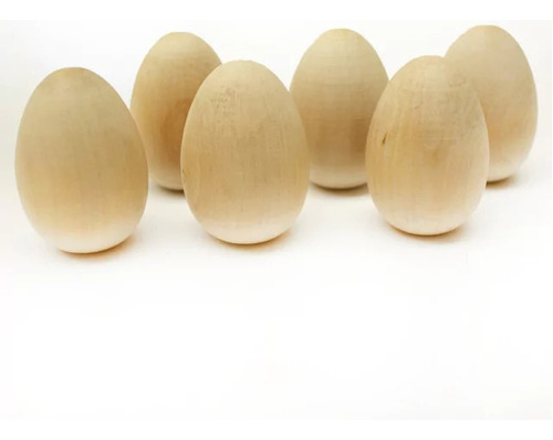 Pack X 6 Huevos Madera Maciza Pascuas Didáctico Montessori