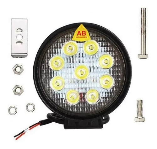 Faro Auxiliar Redondo 12v 24v Proyector 9 Led 27w Off Road