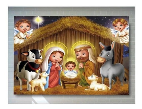 Imagem 1 de 3 de Quadro Decorativo De Natal Presépio Infantil
