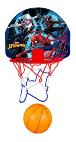 Brinquedo Kit Basquete Bola Com Cesta Homem-aranha Etitoys