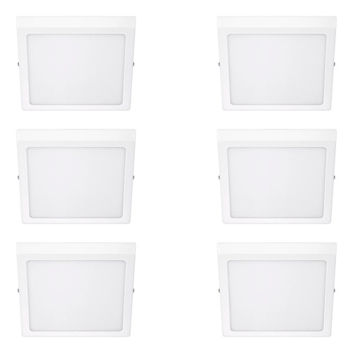 Kit X6 Plafon Led De Aplicar Philips 18w Cuadrado Luz Calida