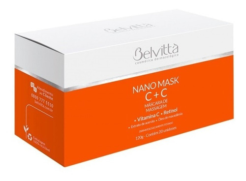 Nano Mask C + C 120g Massagem Facial Belvittà 20 Doses De 6g