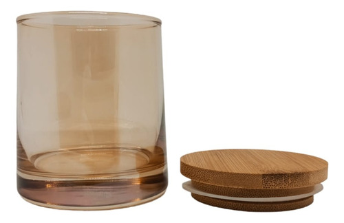 Vaso De Vidrio Colorido Para Velas, Dulces Con Tapa De Bambú