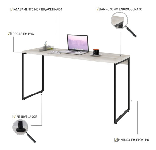 Imagem 2 de 5 de Mesa Para Escritório Diretor 1,50m Dynamica