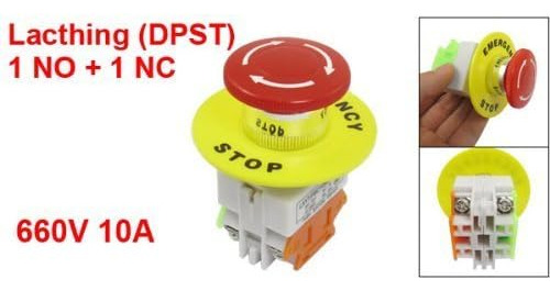 2pcs 22mm Mounting Hole Latching Emergency Stop Push Bu...
