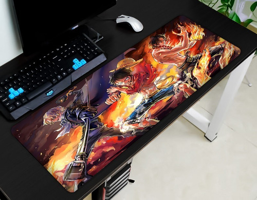 Mouse Pad Gamer Anime Desenho One Piece Luffy Ace Sabo 66x31