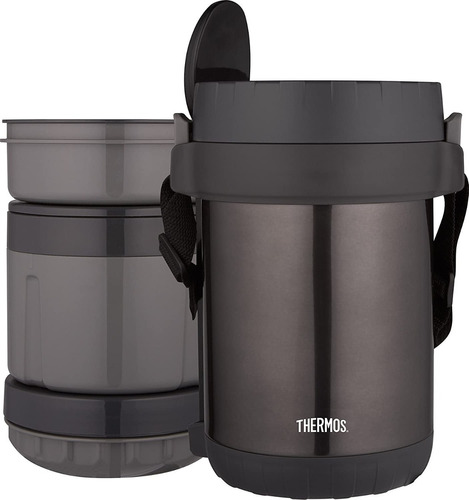 Termo De Comida Con Cuchara Aislado Al Vacío Acero Thermos