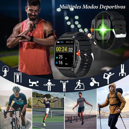 Smartwatch Hombre Reloj Inteligente Llamada Bluetooth Negro Silicona Negro Negro
