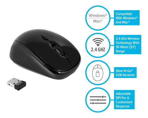 Mouse Bluetrace Targus Inalambrico Ergonomico Optico Negro