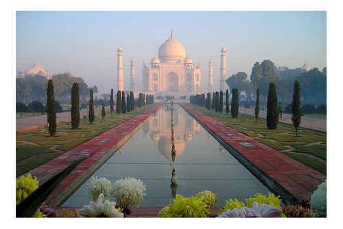 Vinilo 80x120cm Taj Mahal Templo India Viajes Turismo M5