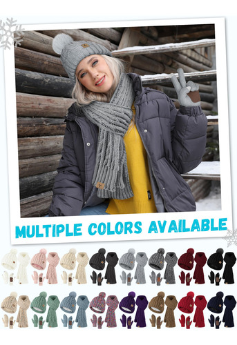 Gorro Bufanda Guantes Set Fleece Pom Pom Talla Única Color Talle Diseño De La Tela
