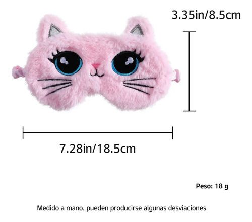 Antifaz Infantil De Felpa Para Dormir Con Forma Cara De Gato Color Rosa Rosa