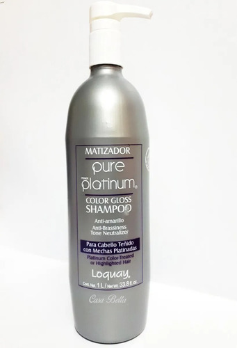 Shampoo Matizador Pure Platinum Anti-amarillos Loquay® 1l