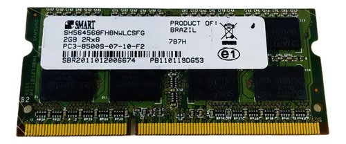 Memoria Smart Ddr3 2gb Pc3-8500s 2rx8 Notebook 1.5v